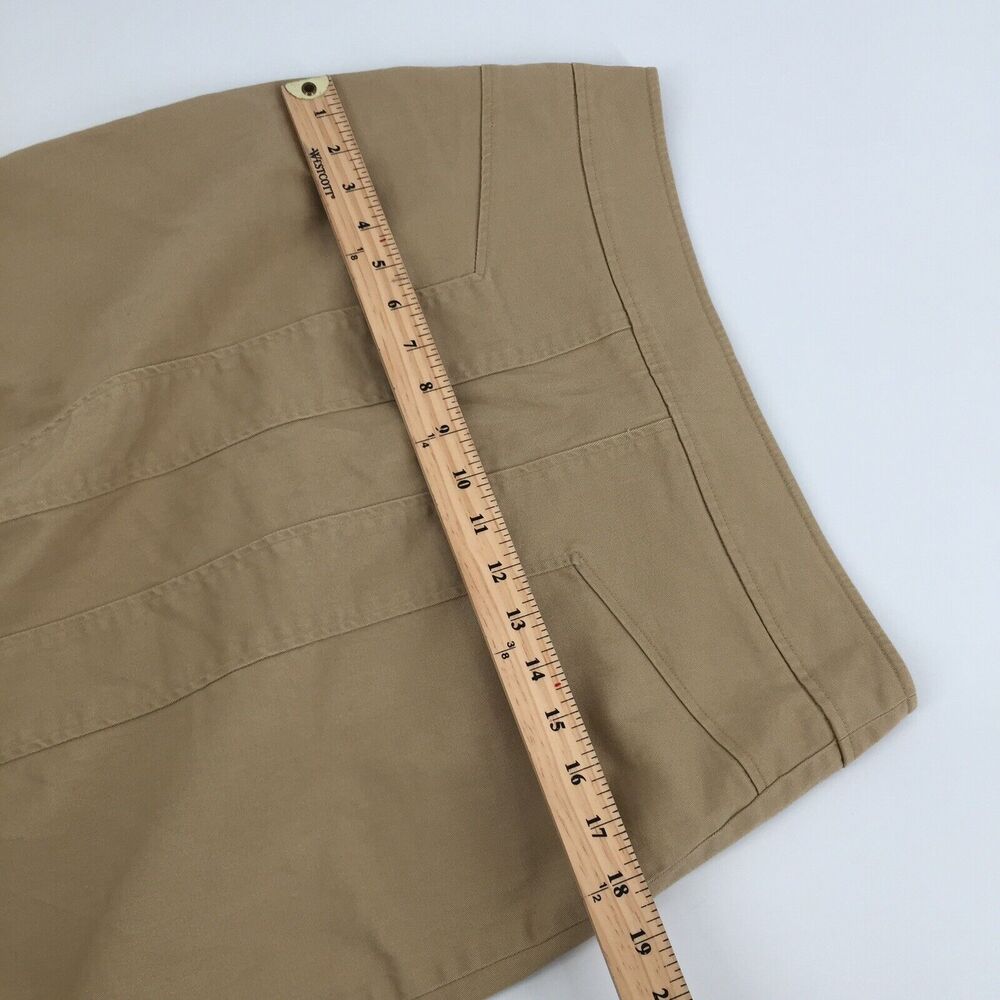 Bella Bird Pleated Front Pencil Skirt Size Medium Womens Khaki Tan Preppy M - Picture 6 of 7